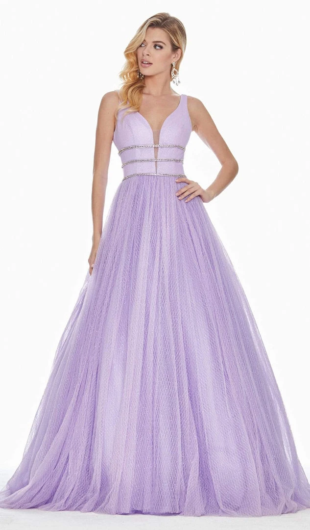 Ashley Lauren - 1502 Deep V-neck Glitter Tulle Ballgown 6 Ashley Lauren - 1502 Deep V-neck Glitter Tulle Ballgown