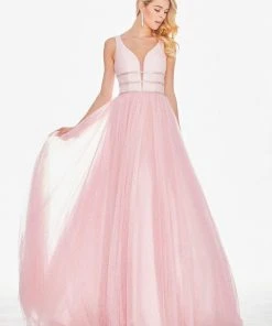 Ashley Lauren - 1502 Deep V-neck Glitter Tulle Ballgown 17 Ashley Lauren - 1502 Deep V-neck Glitter Tulle Ballgown