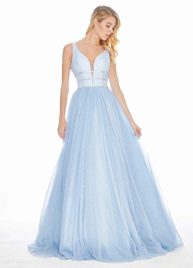 Ashley Lauren - 1502 Deep V-neck Glitter Tulle Ballgown 12 Ashley Lauren - 1502 Deep V-neck Glitter Tulle Ballgown