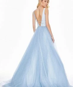 Ashley Lauren - 1502 Deep V-neck Glitter Tulle Ballgown 25 Ashley Lauren - 1502 Deep V-neck Glitter Tulle Ballgown