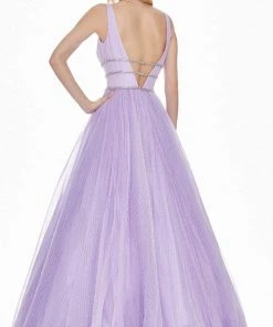 Ashley Lauren - 1502 Deep V-neck Glitter Tulle Ballgown 19 Ashley Lauren - 1502 Deep V-neck Glitter Tulle Ballgown