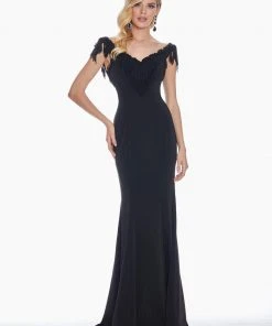 Ashley Lauren - 1522 Beaded Fringe Appliqued Mermaid Gown