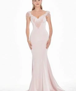 Ashley Lauren - 1522 Beaded Fringe Appliqued Mermaid Gown