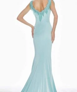 Ashley Lauren - 1522 Beaded Fringe Appliqued Mermaid Gown
