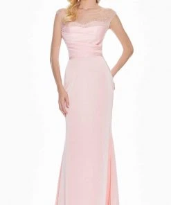 Ashley Lauren - 1524 Pearl Beaded Bateau Trumpet Dress