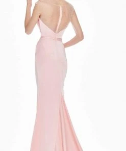 Ashley Lauren - 1524 Pearl Beaded Bateau Trumpet Dress