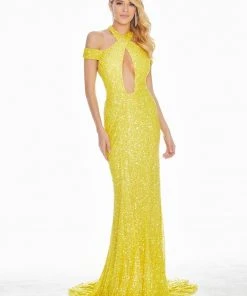 Ashley Lauren - 1560 Off Shoulder Halter Sequin Evening Dress 9 Ashley Lauren - 1560 Off Shoulder Halter Sequin Evening Dress