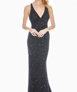 Ashley Lauren - 1561 Sequined Crisscross Strapped Sheath Gown