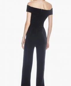 Ashley Lauren - 1571 Velvet Off-Shoulder Jumpsuit