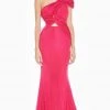 Ashley Lauren - 1574 Asymmetrical Bustier Twist Metallic Jersey Gown 1 Ashley Lauren - 1574 Asymmetrical Bustier Twist Metallic Jersey Gown