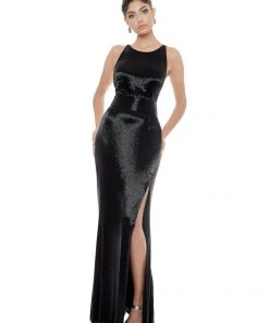 Ashley Lauren - 1676 Fully Beaded Halter Fitted Dress