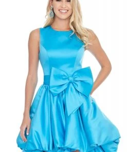 Ashley Lauren - 1774 Jewel Neck Satin High Low A-line Dress