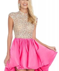 Ashley Lauren - 1787 Crystal Beaded High Neck A-line Dress