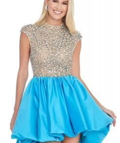 Ashley Lauren - 1787 Crystal Beaded High Neck A-line Dress 11 Ashley Lauren - 1787 Crystal Beaded High Neck A-line Dress