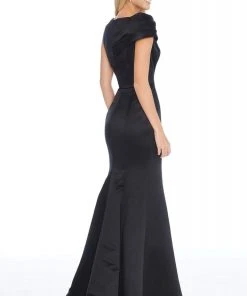 Ashley Lauren - 1788 Asymmetric Pleated Satin Trumpet Dress