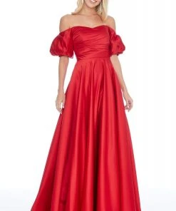 Ashley Lauren - 1790 Off-Shoulder Satin A-line Gown 9 Ashley Lauren - 1790 Off-Shoulder Satin A-line Gown