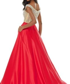 Ashley Lauren - 1792A Bejeweled Deep Off Shoulder Ballgown