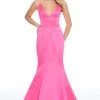 Ashley Lauren - 1793 Deep V-neck Satin Mermaid Dress 1 Ashley Lauren - 1793 Deep V-neck Satin Mermaid Dress