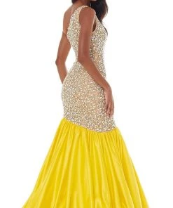 Ashley Lauren - 1981 One Shoulder Crystal Studded Trumpet Gown