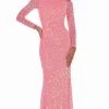 Ashley Lauren - 1985 Long Sleeve Allover Beaded Sheath Gown 1 Ashley Lauren - 1985 Long Sleeve Allover Beaded Sheath Gown