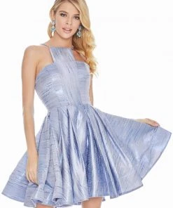 Ashley Lauren - 4081 Cut-In Halter Metallic A-Line Dress