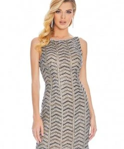 Ashley Lauren - 4125 Bateau Beaded Low Back Cocktail Dress