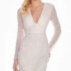 Ashley Lauren - 4131 Embellished Plunging V-neck Sheath Dress