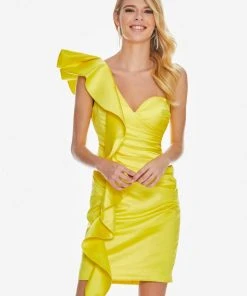 Ashley Lauren - 4171 One Shoulder Ruffled Fitted Dress