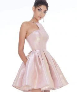 Ashley Lauren - 4204 Metallic Halter Neck Cocktail Dress