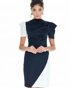 Ashley Lauren - 4207 Color Block Satin Short Dress