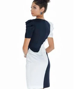 Ashley Lauren - 4207 Color Block Satin Short Dress