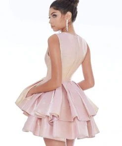 Ashley Lauren - 4211 Two Tone Jewel Tiered Cocktail Dress