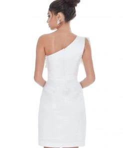 Ashley Lauren - 4212 One Shoulder Column Short Dress With Bow