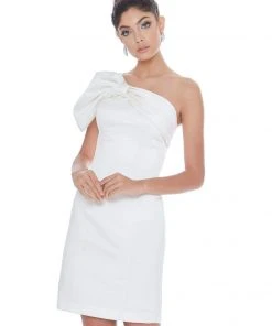 Ashley Lauren - 4212 One Shoulder Column Short Dress With Bow