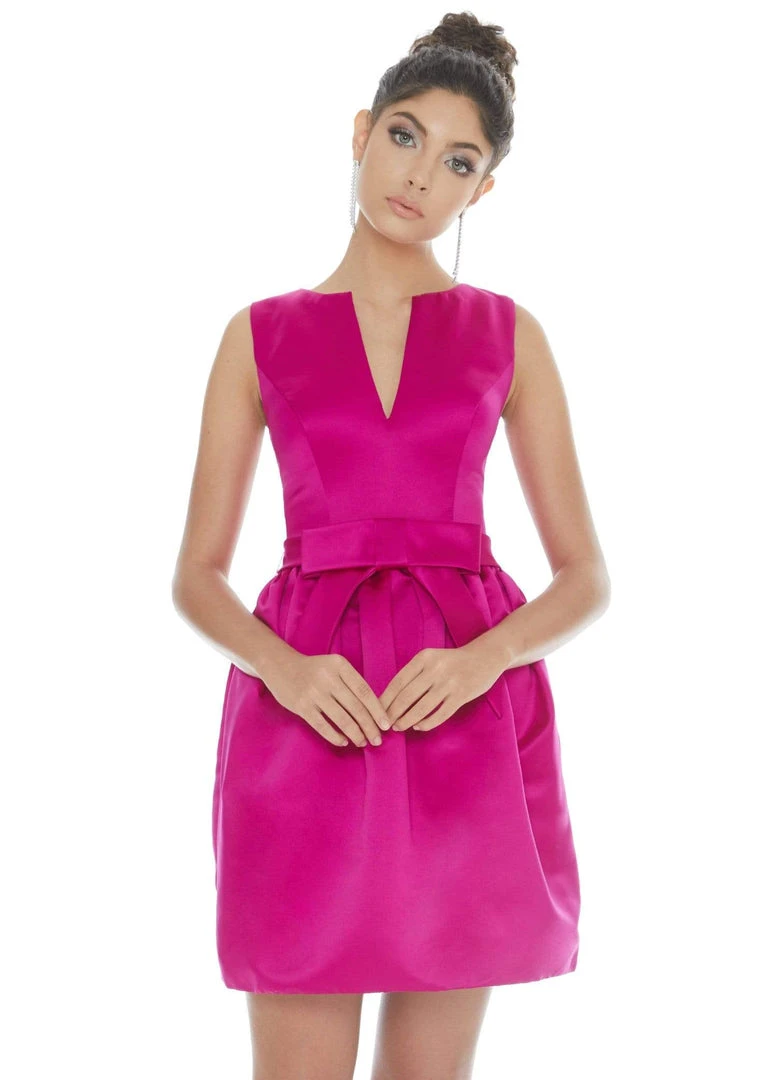 Ashley Lauren - 4213 V-neck Sheath Dress With Bow 3 Ashley Lauren - 4213 V-neck Sheath Dress With Bow