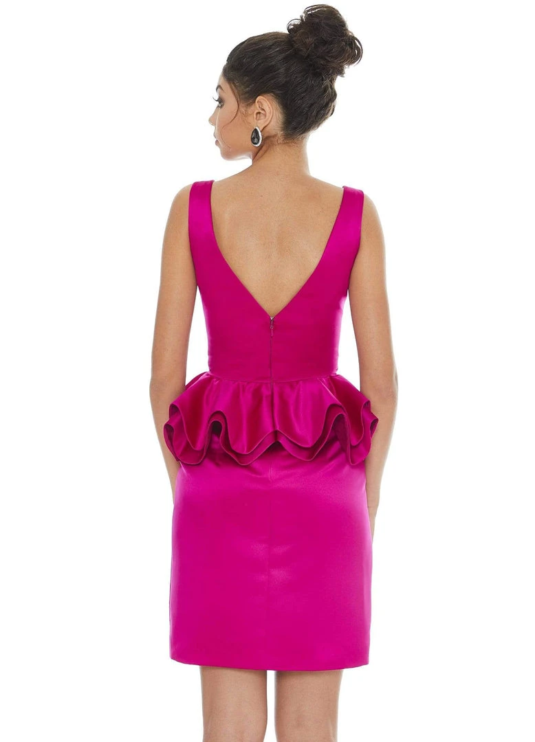 Ashley Lauren - 4217 V-neck Satin Peplum Column Dress 4 Ashley Lauren - 4217 V-neck Satin Peplum Column Dress