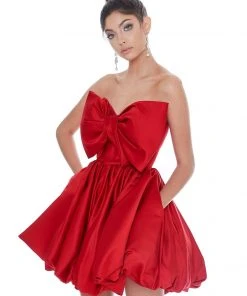 Ashley Lauren - 4218 Bowed Strapless A-Line Cocktail Dress