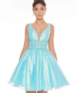 Ashley Lauren - 4242 Jeweled Belt Organza Cocktail Dress