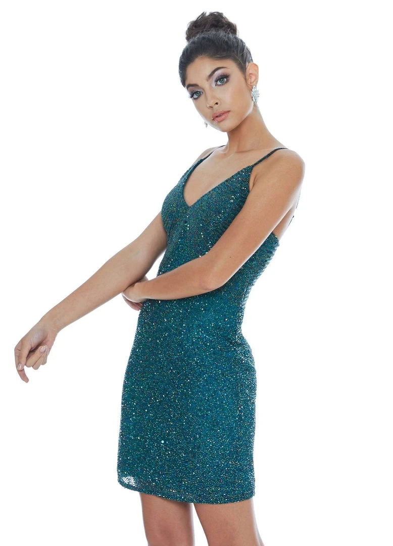 Ashley Lauren - 4246 Fully Beaded V-neck Fitted Dress 3 Ashley Lauren - 4246 Fully Beaded V-neck Fitted Dress