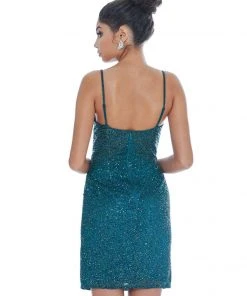 Ashley Lauren - 4246 Fully Beaded V-neck Fitted Dress 16 Ashley Lauren - 4246 Fully Beaded V-neck Fitted Dress