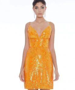 Ashley Lauren - 4275 Sequined Plunging V-neck Fitted Dress