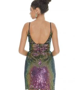 Ashley Lauren - 4275 Sequined Plunging V-neck Fitted Dress