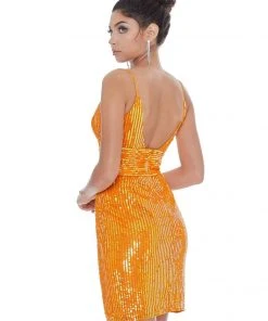 Ashley Lauren - 4275 Sequined Plunging V-neck Fitted Dress