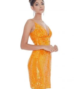Ashley Lauren - 4275 Sequined Plunging V-neck Fitted Dress