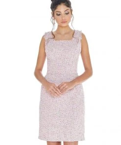 Ashley Lauren - 4280 Square Neck Tweed Fitted Dress