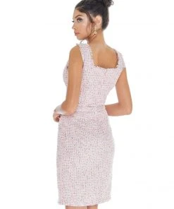 Ashley Lauren - 4280 Square Neck Tweed Fitted Dress