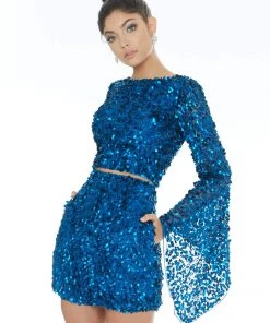 Ashley Lauren - 4288 Two Piece Beaded Long Sleeve Romper