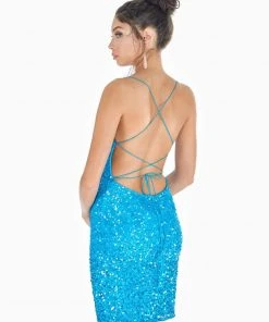 Ashley Lauren - 4293 Beaded Lace-Up Sheath Cocktail Dress