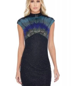 Ashley Lauren - 4305 Embellished High Neck Sheath Dress