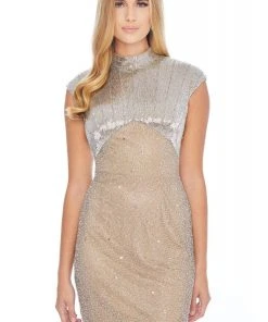 Ashley Lauren - 4331 Embellished High Neck Sheath Dress